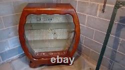 Cabinet d'affichage en verre de rangement en bois avec étagère en verre, unité vintage antique