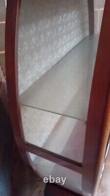 Cabinet d'affichage en verre de rangement en bois avec étagère en verre, unité vintage antique