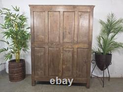 Cabinet d'affichage vintage en bois colonial indien émaillé pour cuisine, salle de bain et boissons