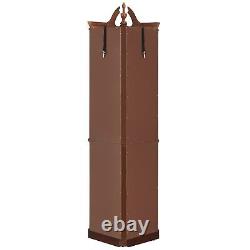 Cabinet d'angle en bois avec éclairage, portes et étagères en verre trempé réglables