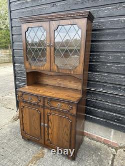 Cabinet d'exposition en bois et verre vintage rétro du milieu du siècle, armoire de rangement de cuisine