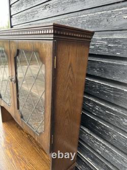 Cabinet d'exposition en bois et verre vintage rétro du milieu du siècle, armoire de rangement de cuisine