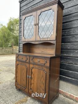 Cabinet d'exposition en bois et verre vintage rétro du milieu du siècle, armoire de rangement de cuisine