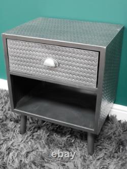 Cabinet de Chevet Industriel Métal Rustique Commode Vintage Unité de Rangement