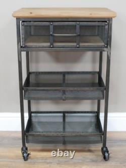 Cabinet de Chevet Industriel en Métal Rustique Commode Vintage Unité de Rangement