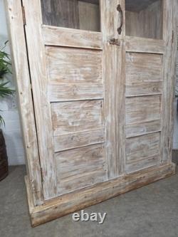 Cabinet de boissons de cuisine vintage en bois récupéré indien émaillé, autoportant