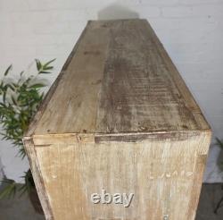 Cabinet de boissons de cuisine vintage en bois récupéré indien émaillé, autoportant