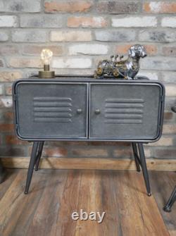 Cabinet de chevet industriel en métal rustique avec tiroirs, unité de rangement vintage