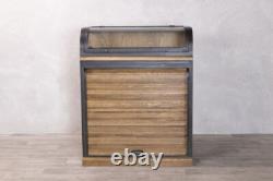Cabinet de collectionneurs de montres Samuel avec façade tambour en chêne, unité avec couvercle relevable et cadre en métal