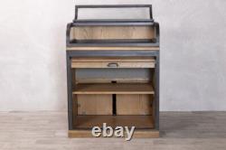 Cabinet de collectionneurs de montres Samuel avec façade tambour en chêne, unité avec couvercle relevable et cadre en métal