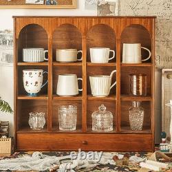 Cabinet de comptoir en bois vintage pour affichage de bureau pour tasses de garde-manger de cuisine