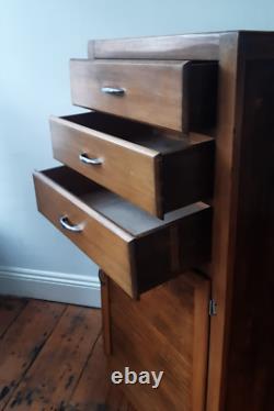 Cabinet de cuisine vintage en teck Solent, meuble haut avec tiroirs