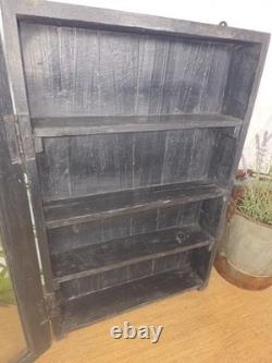 Cabinet mural de cuisine vintage en bois indien émaillé avec porte-clés et étagère à épices