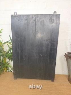 Cabinet mural de cuisine vintage en bois indien émaillé avec porte-clés et étagère à épices