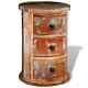 Cabinet Rond En Bois Massif Récupéré Avec 3 Tiroirs Vintage Rustique Antique Vidaxl