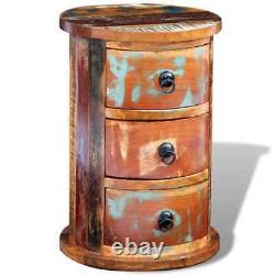 Cabinet rond en bois massif récupéré avec 3 tiroirs vintage rustique antique vidaXL