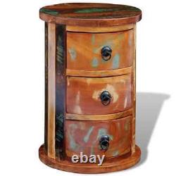 Cabinet rond en bois massif récupéré avec 3 tiroirs vintage rustique antique vidaXL