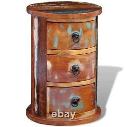 Cabinet rond en bois massif récupéré avec 3 tiroirs vintage rustique antique vidaXL