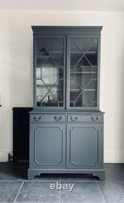 Cabinet vintage émaillé bleu, commode, bibliothèque