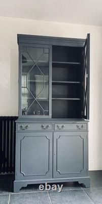 Cabinet vintage émaillé bleu, commode, bibliothèque
