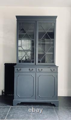 Cabinet vintage émaillé bleu, commode, bibliothèque