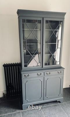 Cabinet vintage émaillé bleu, commode, bibliothèque