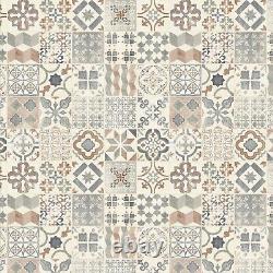 Carreau de sol en vinyle à effet de carrelage avec couche d'usure épaisse et lino coussiné pour salle de bains et cuisine