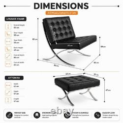 Chaise Barcelona Premium noire, réplique de Mies van der Rohe en cuir synthétique