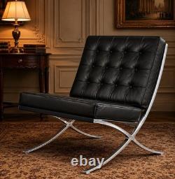 Chaise Barcelona Premium noire, réplique de Mies van der Rohe en cuir synthétique