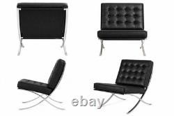 Chaise Barcelona Premium noire, réplique de Mies van der Rohe en cuir synthétique