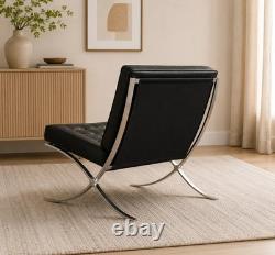 Chaise Barcelona Premium noire, réplique de Mies van der Rohe en cuir synthétique Chaise Barcelona Premium noire, réplique de Mies van der Rohe en cuir synthétique