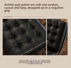 Chaise Barcelona Premium noire, réplique de Mies van der Rohe en cuir synthétique