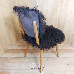 Chaise d'accent de cuisine style Ben des années 1960 en peluche de mouton mongol vintage rétro fabuleux