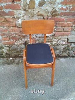 Chaise de cuisine vintage rétro en forme de A en hêtre et placage de hêtre, seule.