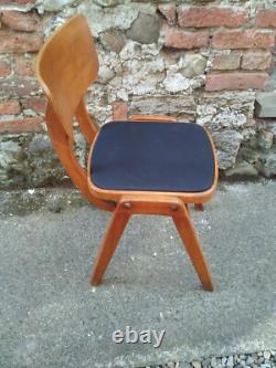 Chaise de cuisine vintage rétro en forme de A en hêtre et placage de hêtre, seule.