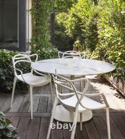 Chaise de salle à manger bistro style 4X maître pour jardin, café, cuisine, intérieur et extérieur, empilable