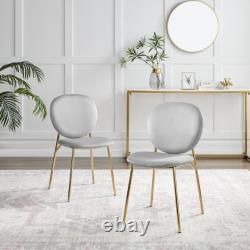 Chaise de salle à manger moderne rembourrée en velours lierre avec pieds dorés rétro vintage