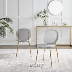 Chaise de salle à manger moderne rembourrée en velours lierre avec pieds dorés rétro vintage