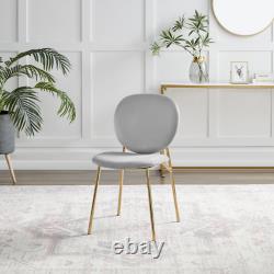 Chaise de salle à manger moderne rembourrée en velours lierre avec pieds dorés rétro vintage