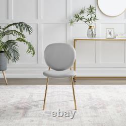 Chaise de salle à manger moderne rembourrée en velours lierre avec pieds dorés rétro vintage