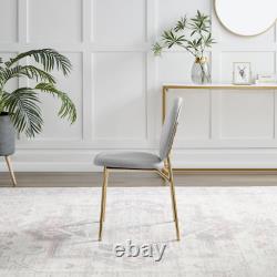 Chaise de salle à manger moderne rembourrée en velours lierre avec pieds dorés rétro vintage