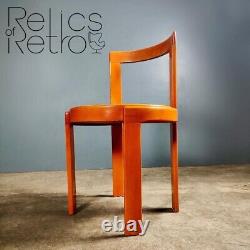 Chaise de salle à manger vintage rétro MCM orange et en osier des années 50