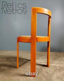 Chaise de salle à manger vintage rétro MCM orange et en osier des années 50