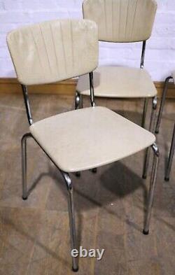 Chaises de cuisine de style vintage rétro du milieu du siècle en vinyle et chrome NORSY