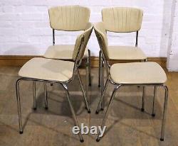 Chaises de cuisine de style vintage rétro du milieu du siècle en vinyle et chrome NORSY