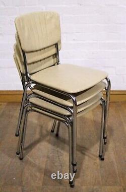 Chaises de cuisine de style vintage rétro du milieu du siècle en vinyle et chrome NORSY