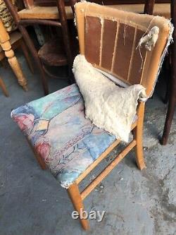 Chaises de cuisine en tissu en bois rétro vintage milieu de siècle 4 relooking de café