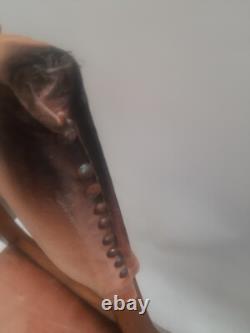 Chaises de cuisine et de café vintage rétro en velours rose boisées milieu de siècle MCM x 3