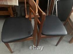 Chaises de cuisine et de salle à manger en bois de teck rétro vintage du milieu du siècle x 3 années 60 70