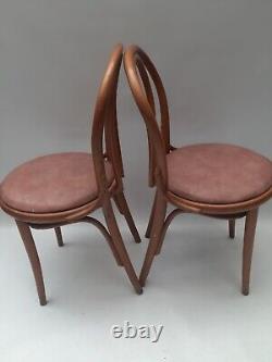 Chaises de cuisine salle à manger en bois courbé vintage rétro du milieu du siècle Thonet x 2